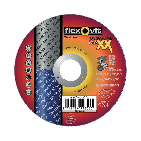 Flexovit MAXX ultradünne Trennscheibe Metall/Inox ZA 60 Y -BF42 Durchmesser: 115 mm VE: 25 Stück 66252840226