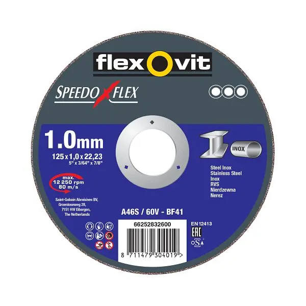 Flexovit SPEEDOFLEX ultradünne Trennscheibe Inox 30/46 V-BF41 INOX Durchmesser: 180 mm VE: 25 Stück 66252832608
