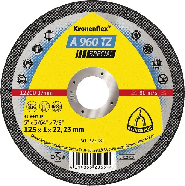 Klingspor 960 TZ Trennscheiben 125 x 1 x 2223 mm lineare VE: 25 Stück 322181