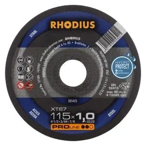 Rhodius PROline XT67 Extradünne Trennscheibe Durchmesser [mm]: 115 Stärke [mm]: 1 Bohrung [mm]: 22.23 VE: 50 Stück 205425