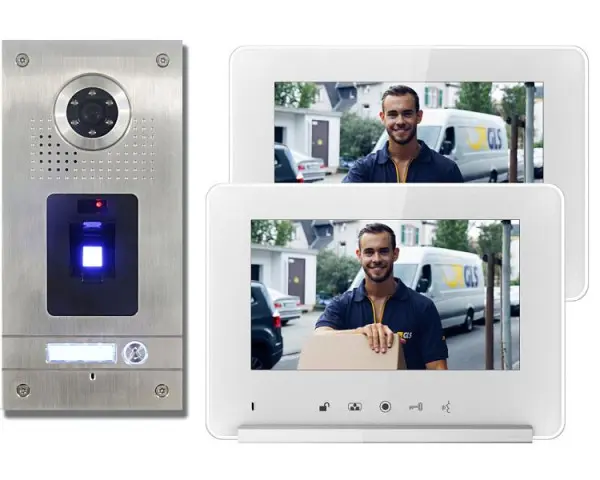 Anthell Electronics 1-Familien Fingerprint Farb-Video-Sprechanlage Set mit Bildspeicher mit 2X 7" Monitor CKZ1-69...
