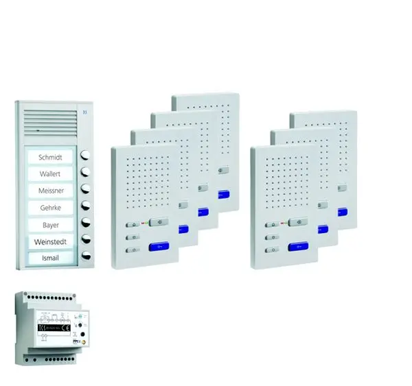 TCS Türkontrollsystem audio:pack AP für 7 Wohneinheiten mit Außenstation PAK 7 Klingeltasten 7x Freisprecher ISW3030 Sk...