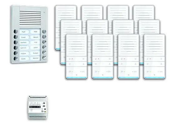TCS Türkontrollsystem audio:pack AP für 12 Wohneinheiten mit Außenstation PES 12 Klingeltasten 12x Freisprecher ISW5031...