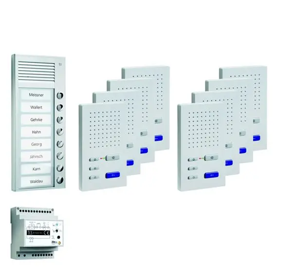 TCS Türkontrollsystem audio:pack AP für 8 Wohneinheiten mit Außenstation PAK 8 Klingeltasten 8x Freisprecher ISW3030 Sk...