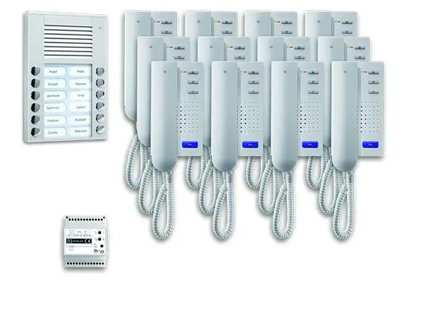 TCS Türkontrollsystem audio:pack AP für 12 Wohneinheiten mit Außenstation PES 12 Klingeltasten 12x Türtelefon ISH3030 ...