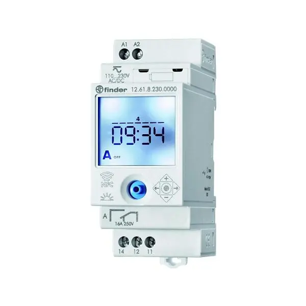 Finder Schantikuhr digital 196-253VAC 1 Kanal Wechsel 2TE 52596h REG 24h Programm / Wochenprogramm 12.61.8.230.0000 111333