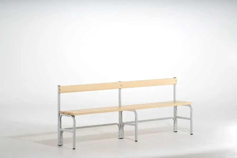 SYPRO Sitzbank mit Rückenlehne (Typ F) einseitig Stahl/ Holz 200 lichtgrau 1313492