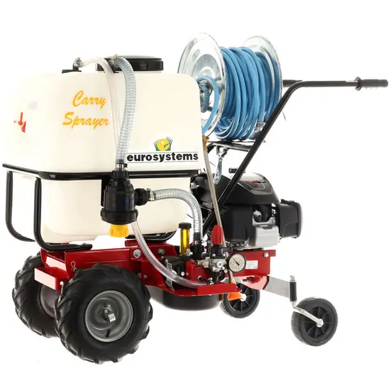 Motorkarrenspritze Eurosystem Carry Sprayer mit Honda GCVx170 Motor und Radantrieb mit Druckschlauch und Flammensicherung