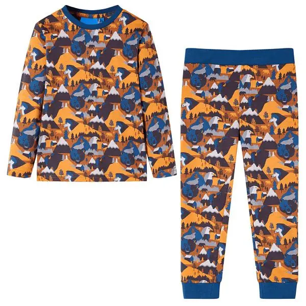 vidaXL Kinderpyjama mit Langen Ärmeln Cognac 140 12693