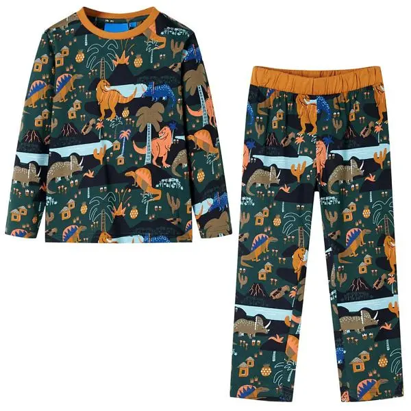 vidaXL Kinderpyjama mit Langen Ärmeln Dunkelgrün 104 13365