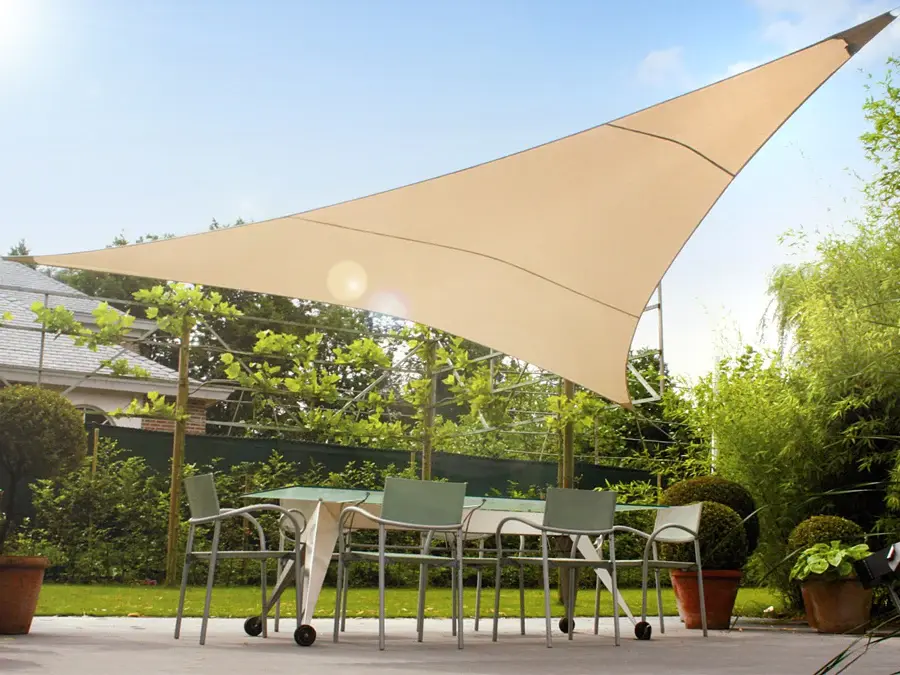 Biologischer Filter UV-Polyester-Gartensegel 5m Dreieck GrünBlau GB502 Creme