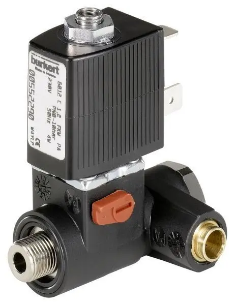 Bürkert 3/2-Wege-Magnetventil direktwirkend Typ 6012-C012FBPA0000-2-024/DC-04 Anschlussform C Gewinde 1/4 1/4 427919