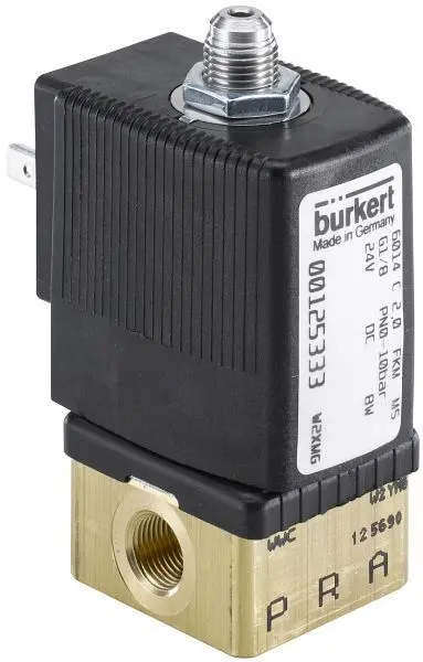Bürkert 3/2-Wege-Magnetventil direktwirkend Typ 6014-C020FFMSGM81-5-230/50-08 mit Handbetätigung 125339