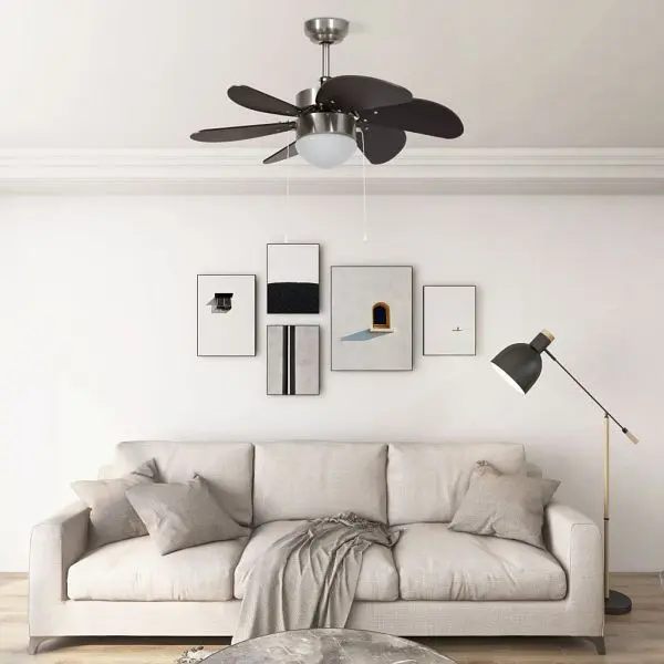 vidaXL Deckenventilator mit Lampe 76 cm Dunkelbraun 51488