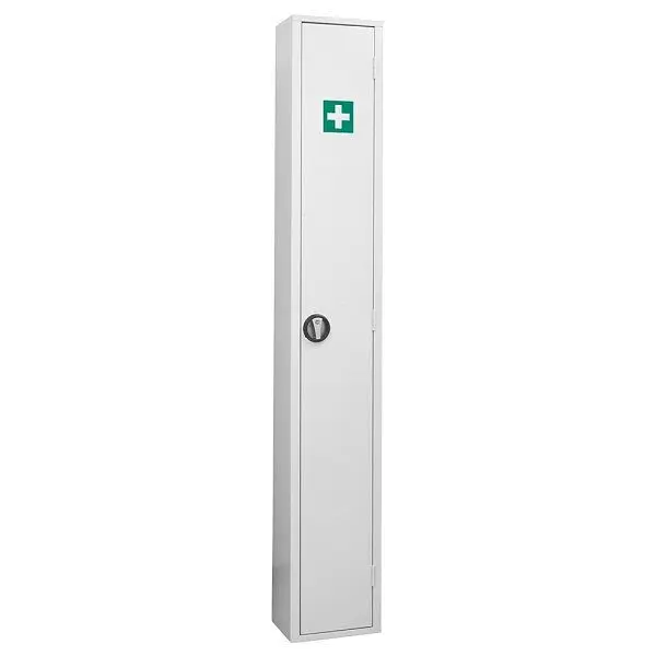 WERO Sanitäts-Wandschrank Slim V 1450 weiß mit Notschlüsselfach gefüllt 210226