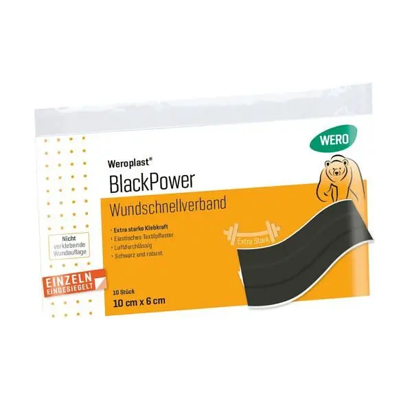 WERO Weroplast BlackPower Wundraschverband 10 x 6 cm VE: 10 Stück 160713
