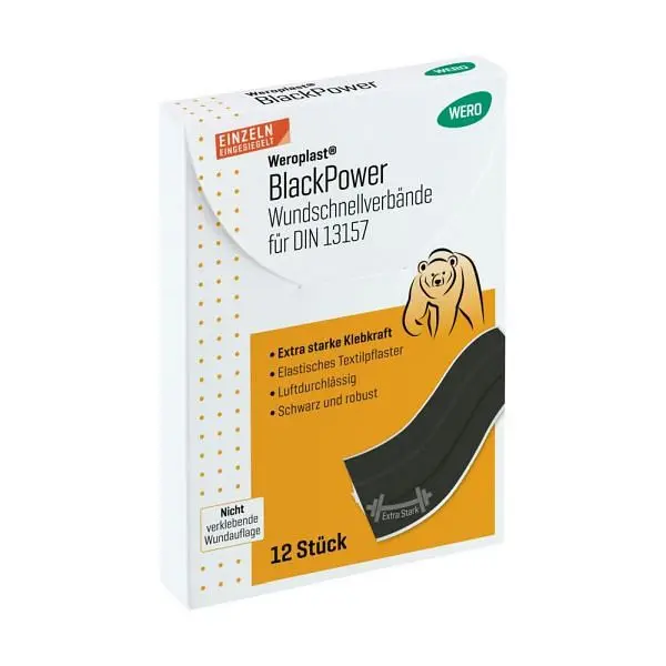 WERO Weroplast BlackPower Wundraschverbände DIN 13157 - 2021 12 Stück 160736