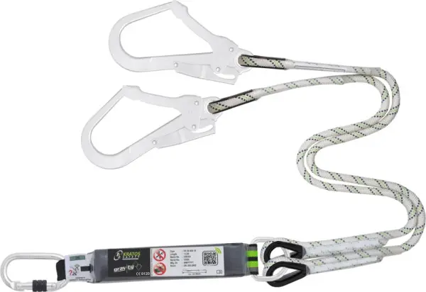 Kratos Y-Verbindungsmittel mit Falldämpfer aus Kernmantelseil 150 m mit Karabiner FA5010117 und 2 x FA5020755 FA3060015