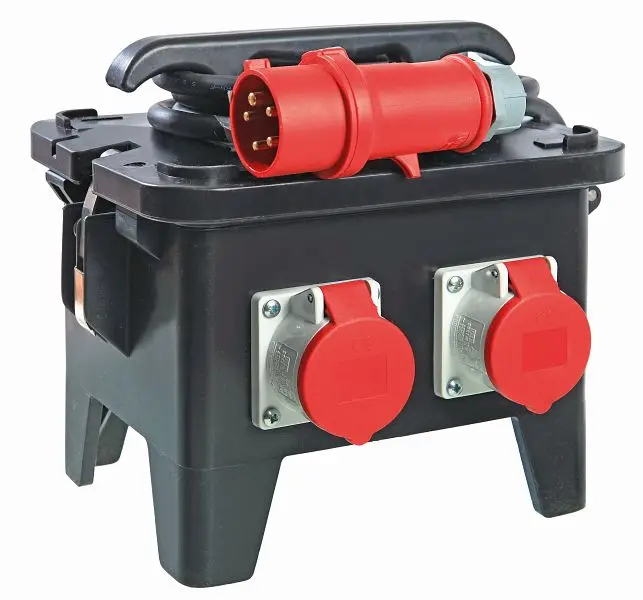 as-Schwabe Baustellen-Elektroinstallation "PROTEK" 400V/16A Gehäuse aus Vollgummi schwarz 45416