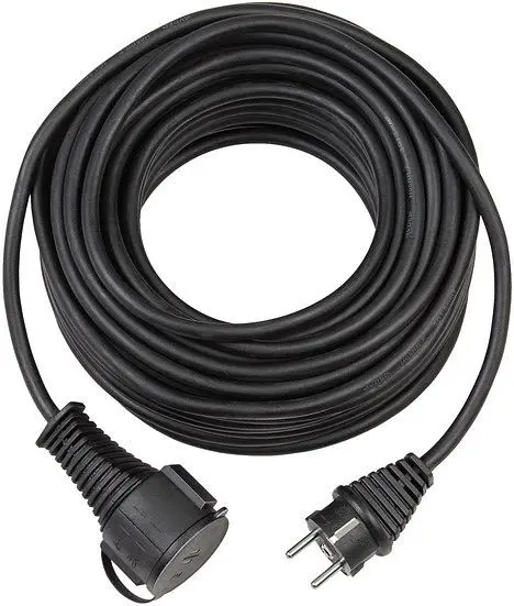 Brennenstuhl Produktqualitäts-Gummi-Verlängerungskabel 25m (IP44 Kabel für außen) schwarz VE: 3 Stück 1161470