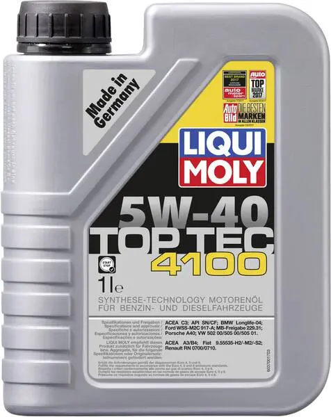 Robust & Wetterfest Liqui Moly TOP TEC 4100 5W-40 3700 Leichtlaufmotoröl 1 l