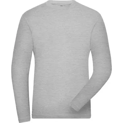Zündkerzen- James & Nicholson - Herren Bio Workwear Langarm Stretch-Shirt JN1804, grau heather, Größe 4XL