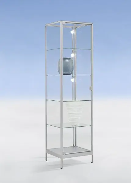 BST BRANDSCHUTZ / Standvitrine B1 mit Alurahmen 4 Böden 500x500x1950mm NICE-VABA05050