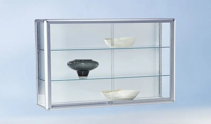 BST BRANDSCHUTZ / Wandvitrine B1 mit Alurahmen 2 Böden 1220x300x1020mm NICE-VWBA120