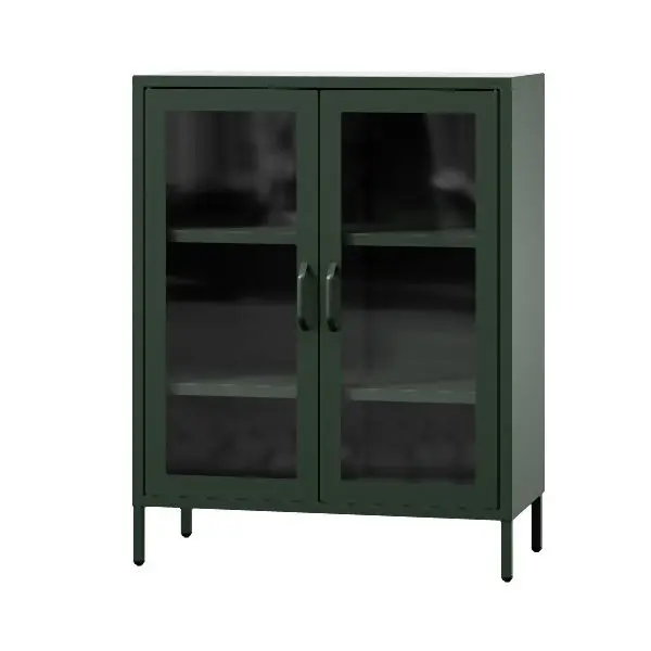 Jan Nowak Wohnzimmer Vitrinenschrank GINA 800 x 1015 x 400 mm Modern flaschengrün 1588