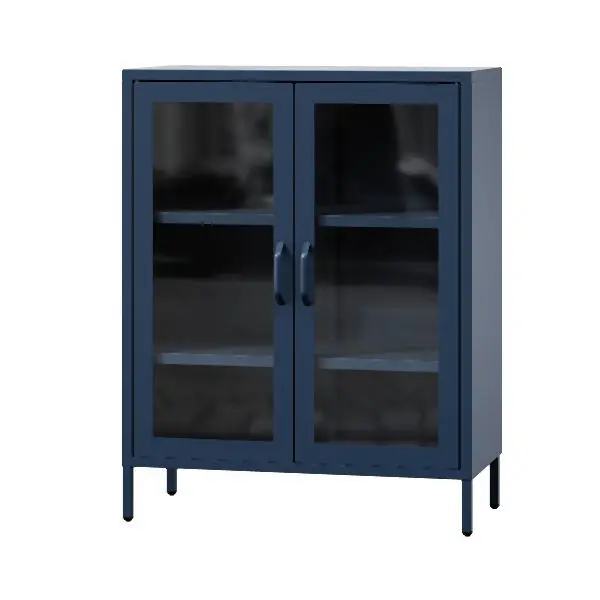 Jan Nowak Wohnzimmer Vitrinenschrank GINA 800 x 1015 x 400 mm Modern dunkelblau 1589