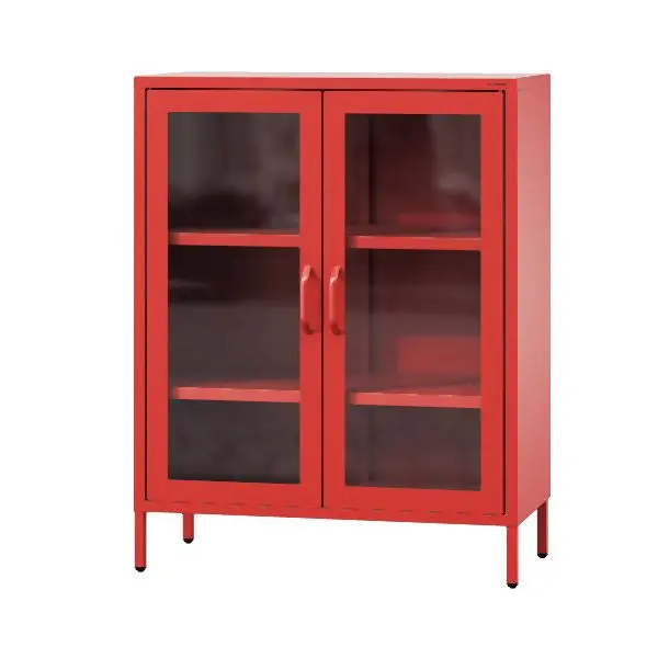 Jan Nowak Wohnzimmer Vitrinenschrank GINA 800 x 1015 x 400 mm Modern rot 1595