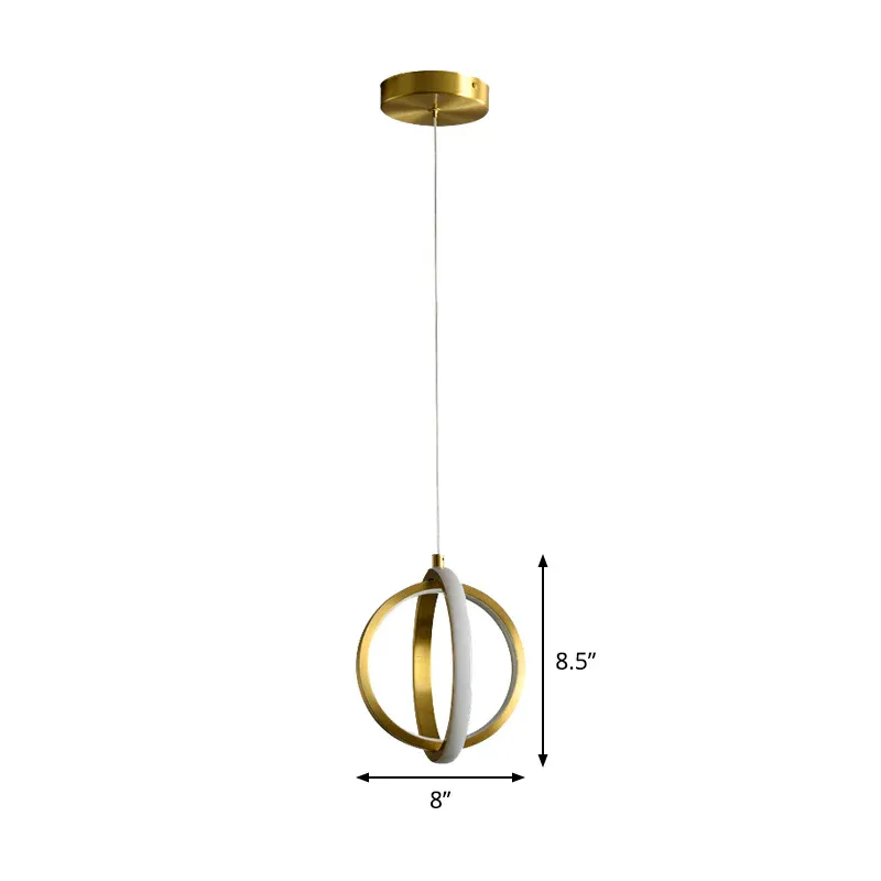 Goldfarbenes Mini-Pendelleuchten-Set mit zwei Ringen, schlichte, metallische Downlight-LED-Pendelleuchte mit 10 Metern Rei...