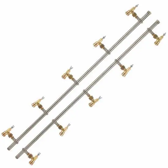2 Spritzbalken aus Edelstahl Flügelmutter aus Messing, 5+5 Düsen