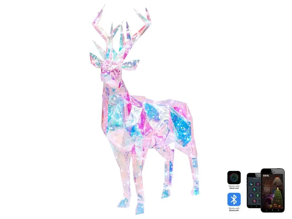 Wetterfeste Outdoor Weihnachtsbeleuchtung Vernetzt LED mehrfarbig Rentier mit App-Steuerung 90 cm POLARIS