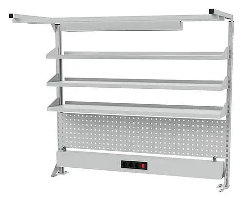 Bedrunka+Hirth Multi-Wand-Aufbau Breite 1500 mit Obergestell 1 Stück Energiekanal 1 Stück Lochwand 3x Fachboden Abmessun...