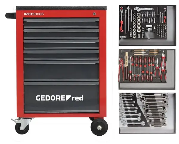 GEDORE red Werkzeugsatz im Werkstattwagen MECHANIC rot 129-teilig 3301673