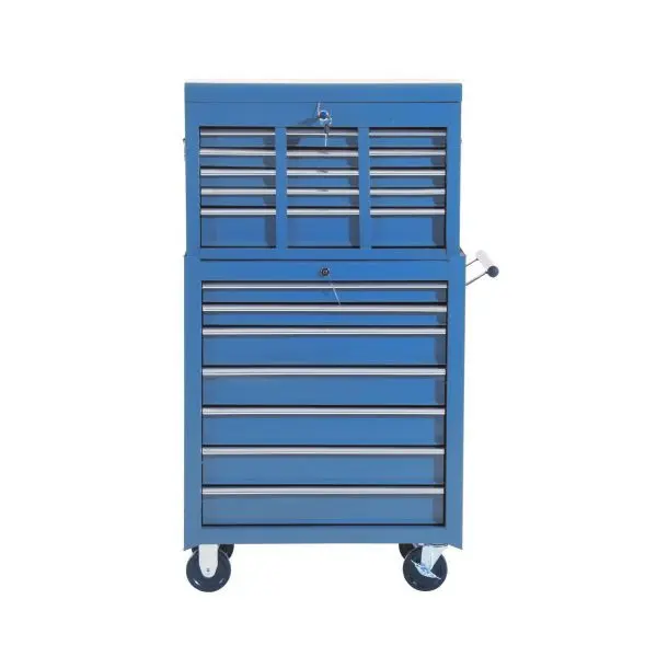 HOMCOM Fahrbarer Werkzeugwagen Werkstattwagen Rollwagen Werkzeugkasten (Blau) B20-003BU