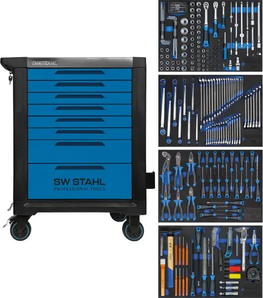 SW-Stahl Profi-Werkstattwagen TT801 blau bestückt 246-teilig Z3113