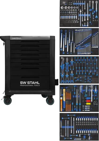 SW-Stahl Profi-Werkstattwagen TT801 schwarz bestückt 341-teilig Z3111