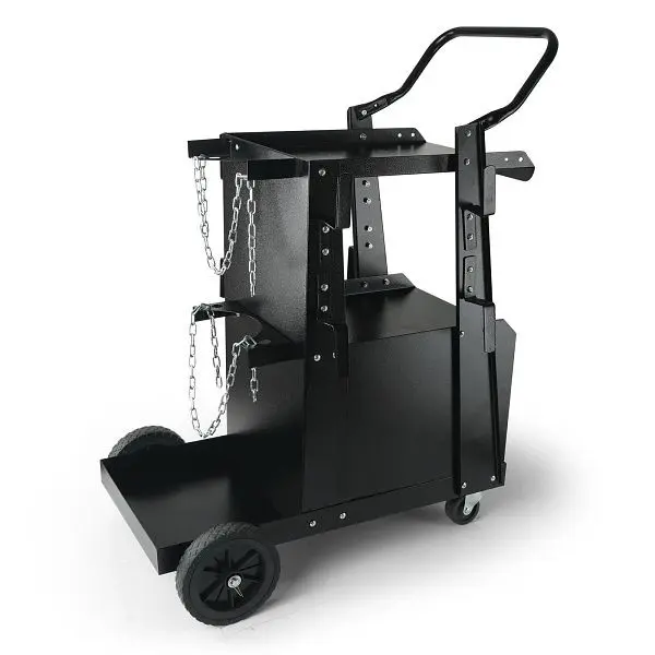VEVOR Schweißwagen 2 Ablageflächen mit Abschließbarem Schrank Schweißmobil Max. 120kg Schweßgeräte Wagen mit 2 Gasfl...
