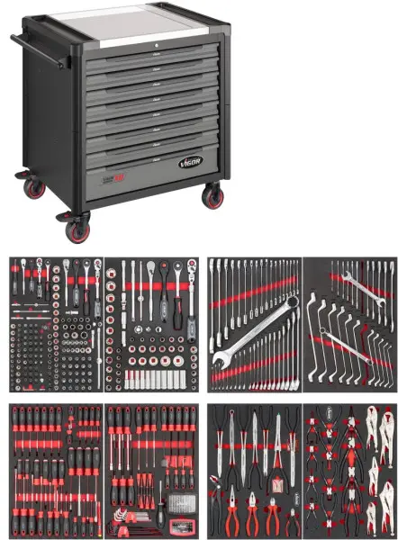 VIGOR Werkstattwagen VIGOR 1000 XD Gesamtlänge: 976 mm Anzahl Werkzeuge: 469 V4481-XD/469