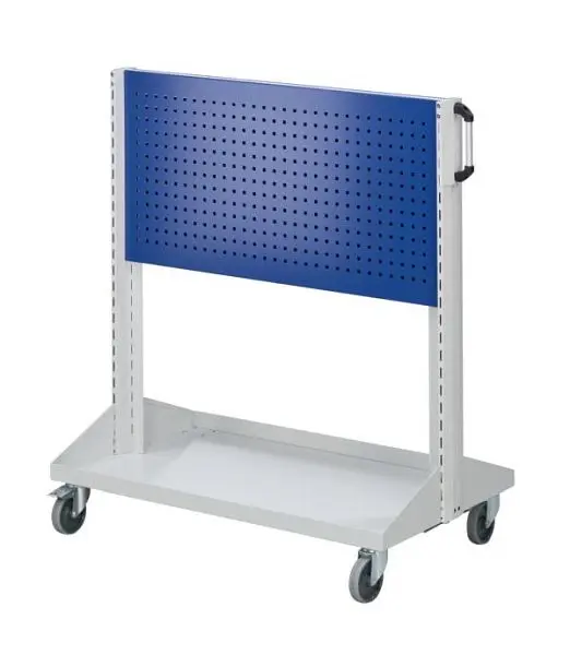 ANKE Werkbänke Grundwagen Lochblechpaneele; 1250 x 720 x 1350 mm; RAL 7035/5010; mit 2 x Lochblechpaneel (1 x pro Seite) ...