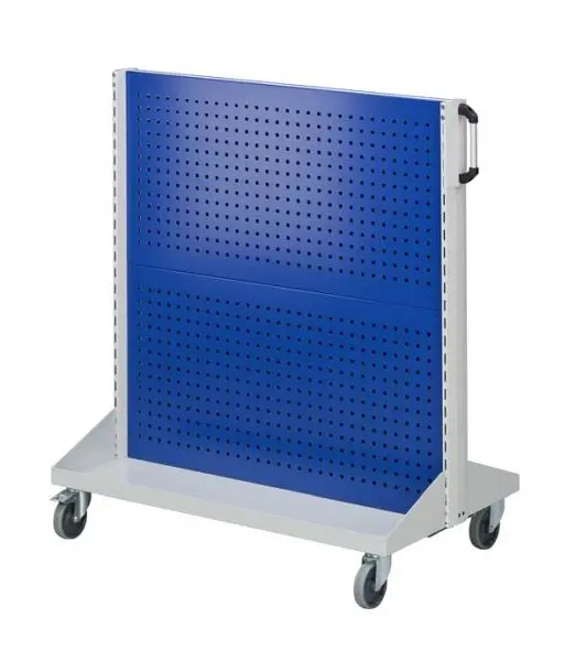 ANKE Werkbänke Grundwagen Lochblechpaneele; 1250 x 720 x 1350 mm; RAL 7035/5010; mit 4 x Lochblechpaneel (2 x pro Seite) ...
