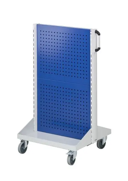 ANKE Werkbänke Grundwagen Lochblechpaneele; 800 x 720 x 1350 mm; RAL 7035/5010; mit 4 x Lochblechpaneel (2 x pro Seite) 9...