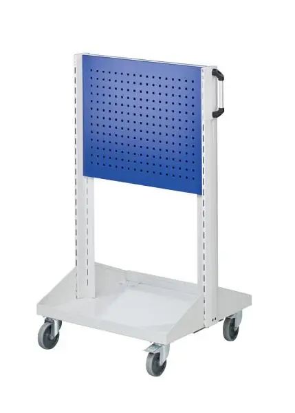 ANKE Werkbänke Grundwagen Lochblechpaneele; 800 x 720 x 1350 mm; RAL 7035/5010; mit 2 x Lochblechpaneel (1 x pro Seite) 9...