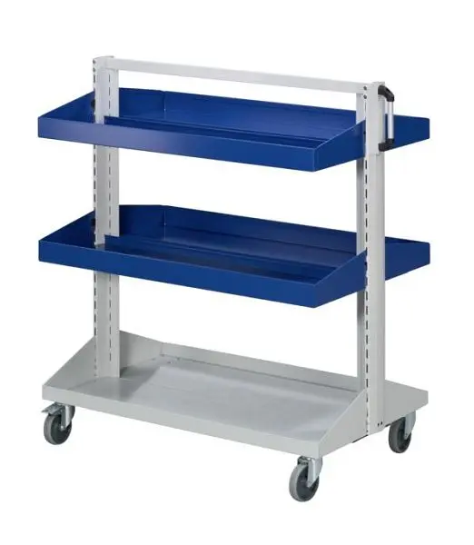 ANKE Werkbänke Grundwagen Wannen; 1250 x 720 x 1350 mm; RAL 7035/5010; mit 4 x Wanne 350 mm 962.101