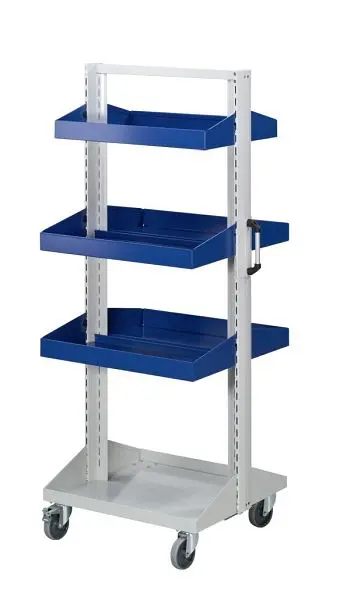 ANKE Werkbänke Grundwagen Wannen; 800 x 720 x 1950 mm; RAL 7035/5010; mit 2 x Wanne 250 mm (1 x pro Seite); 4 x Wanne 350...