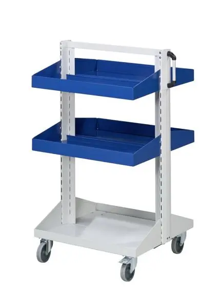 ANKE Werkbänke Grundwagen Wannen; 800 x 720 x 1350 mm; RAL 7035/5010; mit 4 x Wanne 350 mm (2 x pro Seite) 962.023