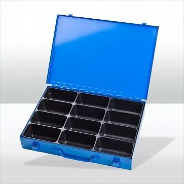 ADB Werkzeugkofferset mit 12-fach Einteiler Außenmaße Koffer LxBxH: 33 5x24x5 cm Farbe: blau RAL 5015 88604