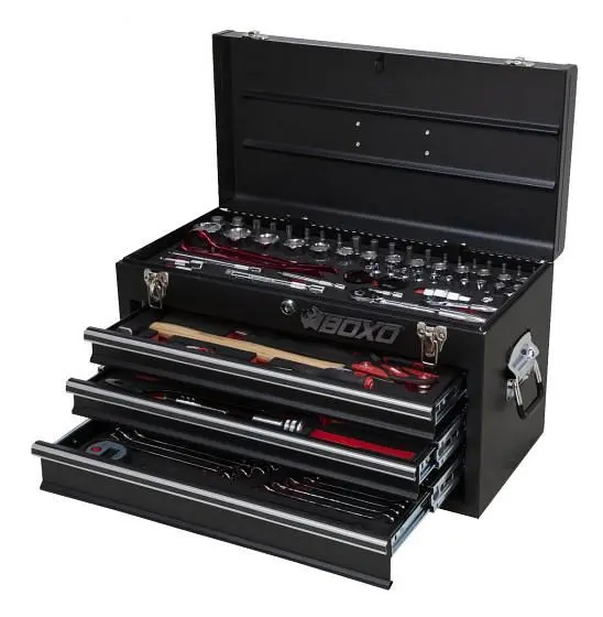 Boxo Bestückter Tragekoffer mit 3 Schubladen 103-teilig (MOTORBIKE) ECC20301BK-103